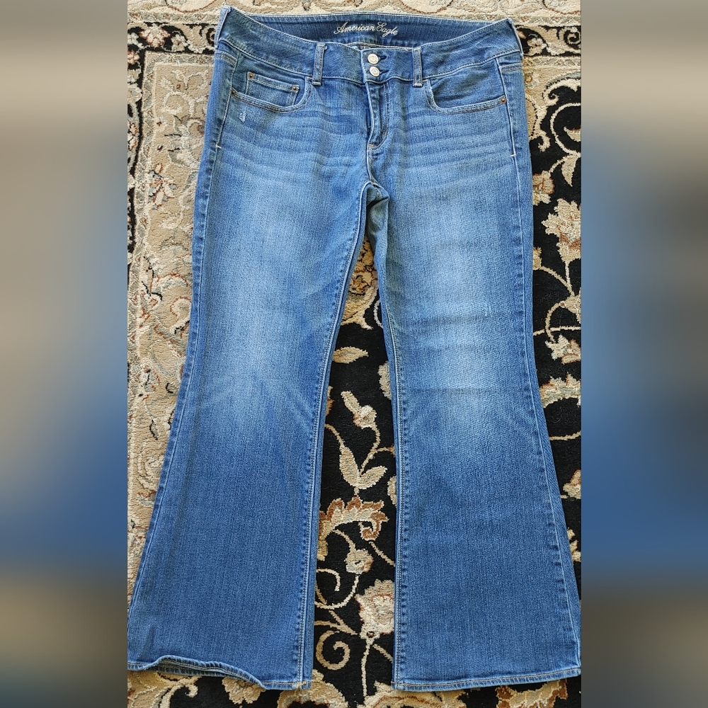 Y2k American Eagle Artist Bootcut Boot Cut Medium Wash Low Rise Stretch Jeans 12